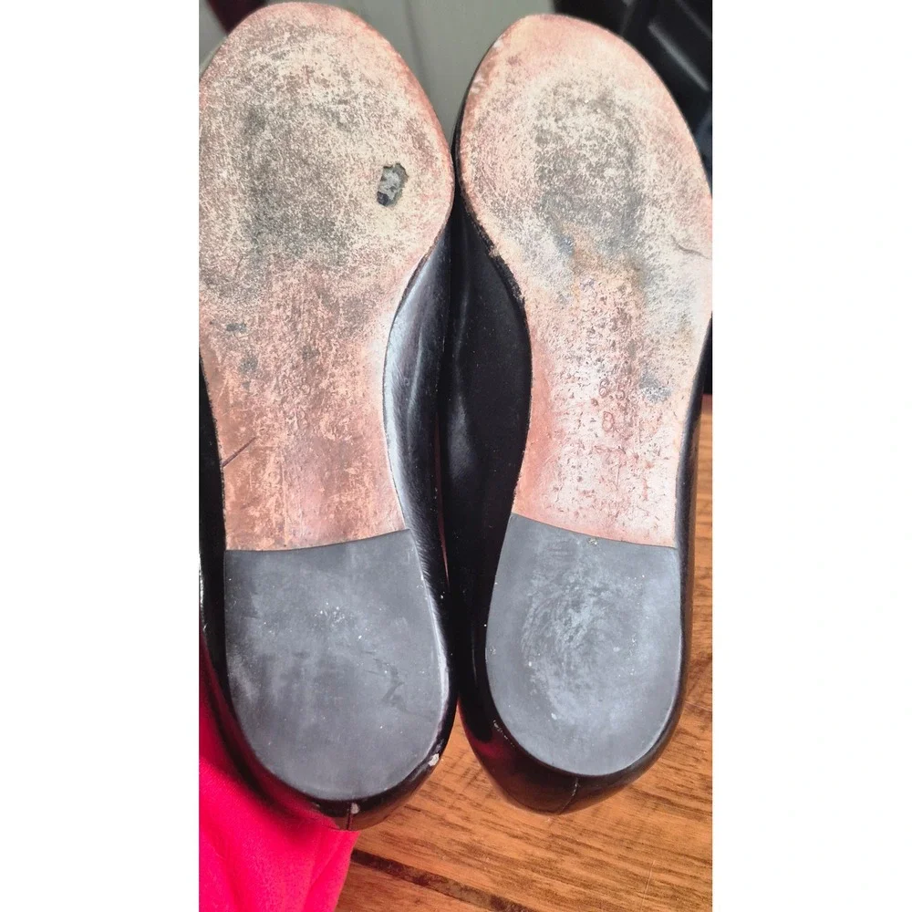 Coach Black Patent Leather‎ Patchwork C Logo Ballet Flats Womens 6.5 B